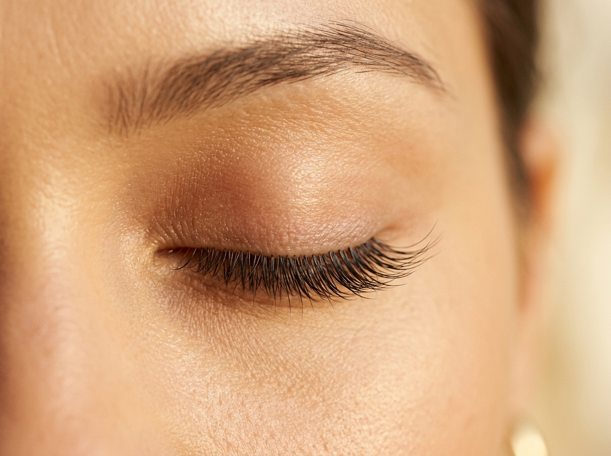 Präzise definierte Augenbrauen- und Wimpernlinie